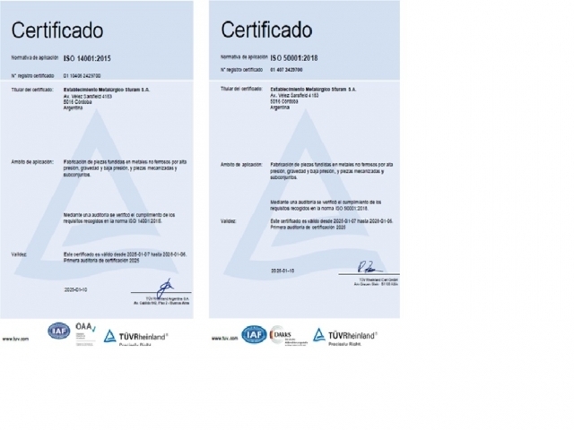 Noviembre 2024: Sturam obtiene nuevas certificaciones de Calidad.